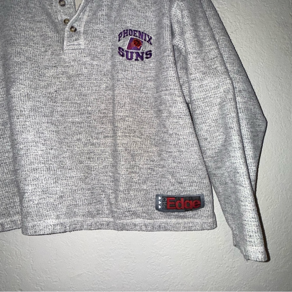 Phoenix Suns Vintage Sweatshirt Pullover Pro Edge Grey Henley Style Button Large - Picture 2 of 10